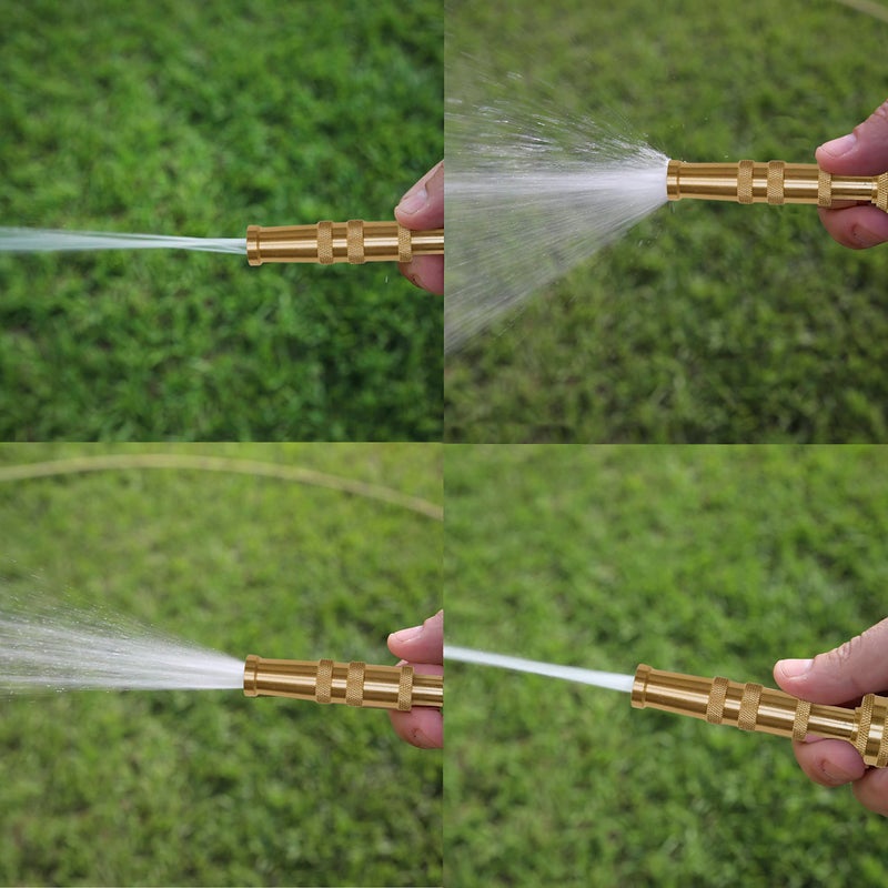 Morvat Solid Brass Metal Twist Garden Hose Nozzle, Heavy Duty Adjustable Pressure Spray Attachment, High Power Water Jet Sprayer with 4 Holes & Â¾â€ Standard Threading, Includes 2 Extra Rubber Washers - Image 5